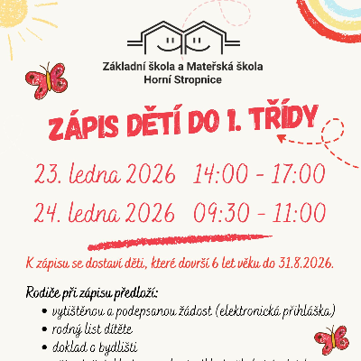 Zápis do 1. třídy pro šk. rok 2026/27 